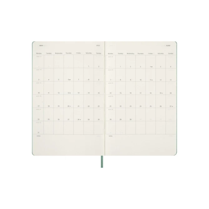 Agenda 2027 Moleskine 12M Planner Weekly 7dagen/1pagina large hc sage green