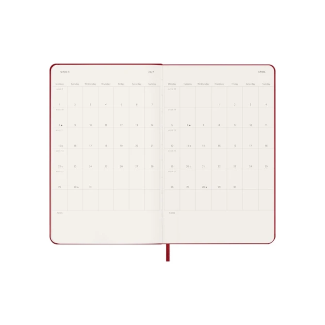 Agenda 2027 Moleskine 12M Planner Weekly 7dagen/1pagina large hc scarlet red