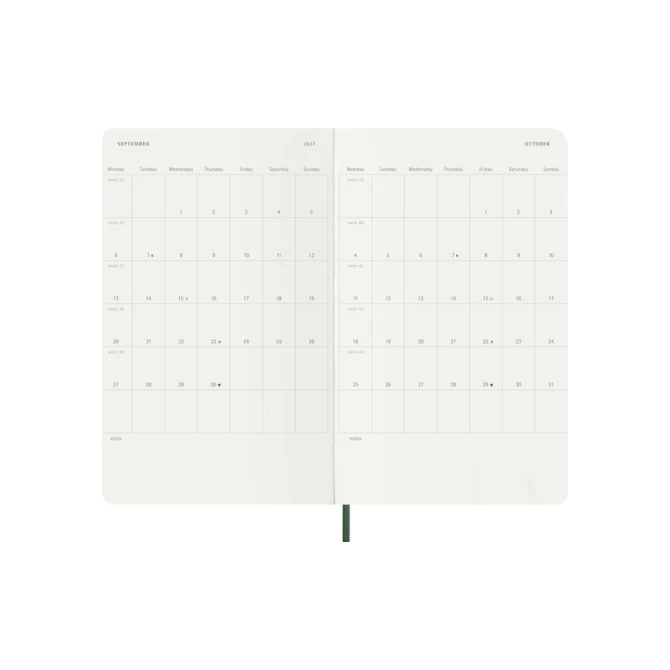 Agenda 2027 Moleskine 12M Planner Weekly 7dagen/1pagina large sc myrtle green
