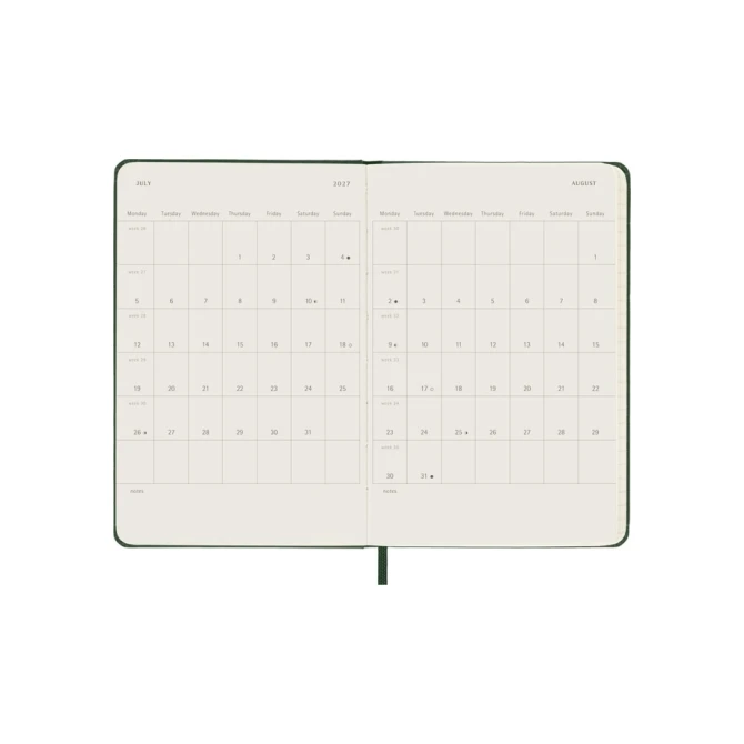Agenda 2027 Moleskine 12M Planner Weekly 7dagen/1pagina pocket hc myrtle green