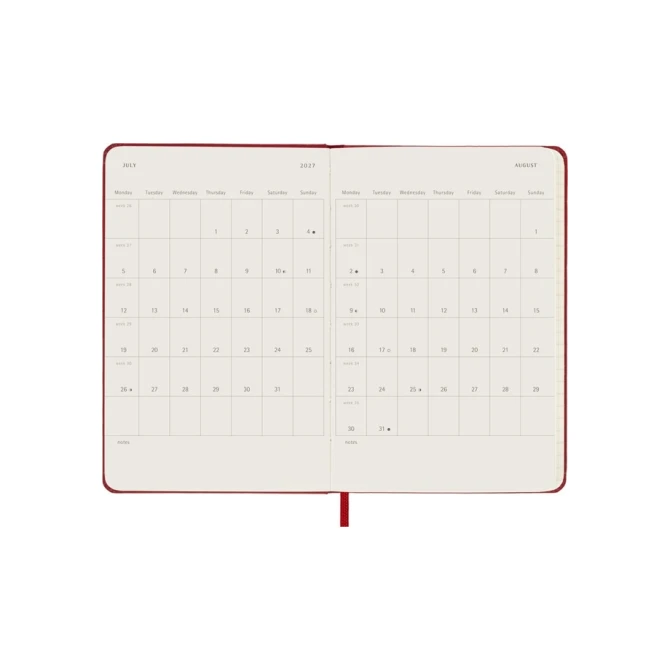 Agenda 2027 Moleskine 12M Planner Weekly 7dagen/1pagina pocket hc scarlet red