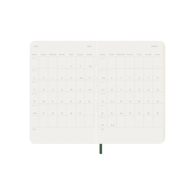Agenda 2027 Moleskine 12M Planner Weekly 7dagen/1pagina pocket sc myrtle green