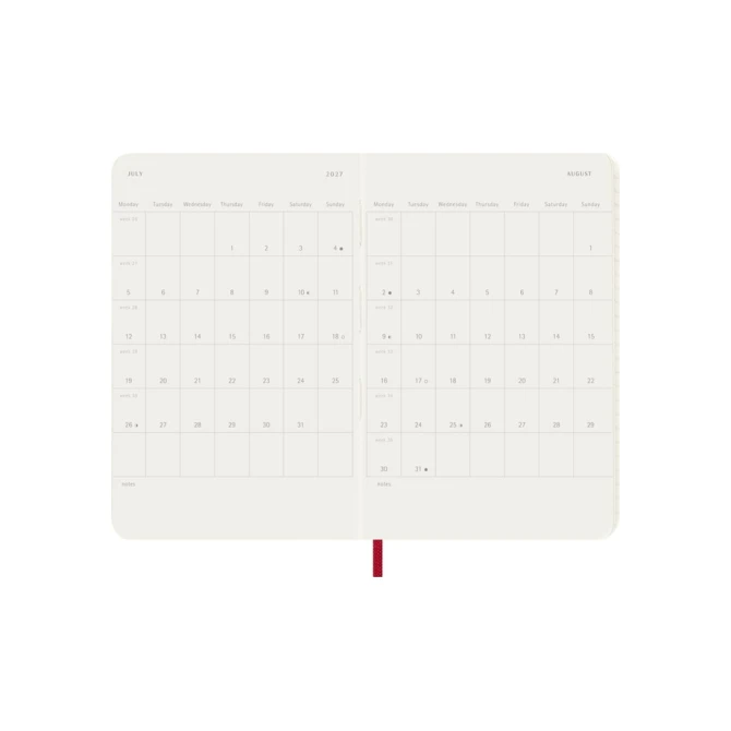Agenda 2027 Moleskine 12M Planner Weekly 7dagen/1pagina pocket sc scarlet red