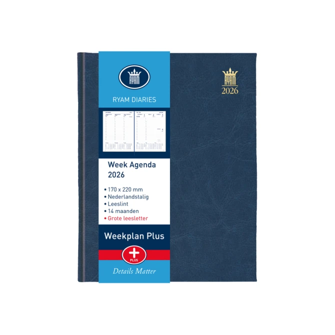 Agenda 2027 Ryam Weekplan Plus Mundior groot letter 7dagen/2pagina's assorti