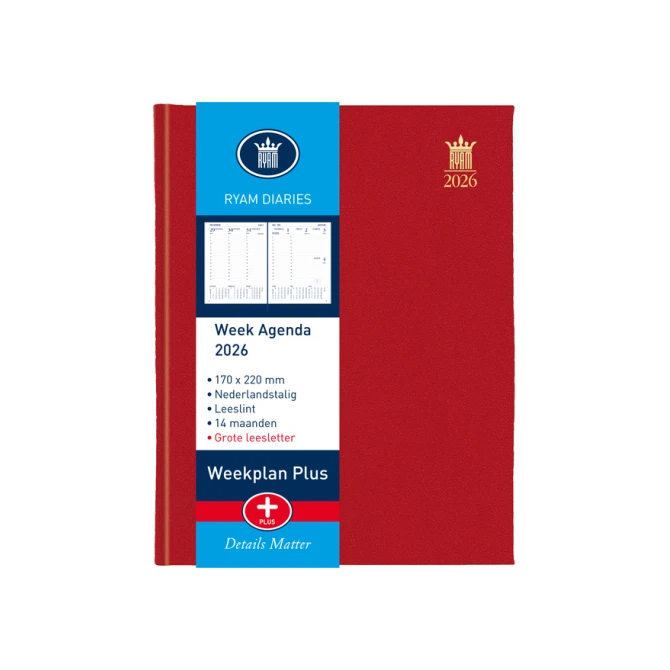 Agenda 2027 Ryam Weekplan Plus Mundior groot letter 7dagen/2pagina's assorti