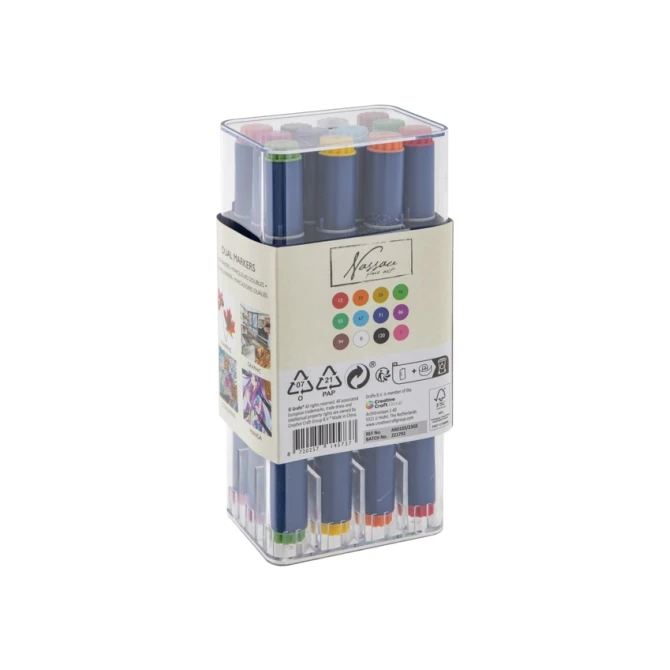 Alcoholmarkers Nassau Arts duopunt set à 12 kleuren