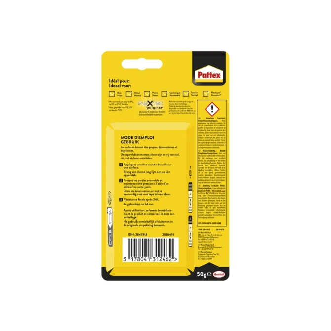 Alleslijm Pattex 100% tube 50 gram op blister