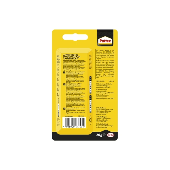 Alleslijm Pattex Multi tube 20 gram op blister Alleslijm Pattex Multi tube 20 gram op blister