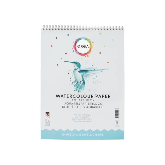 Aquarelblok Qrea 24x32 20 vel 200gr spiraal