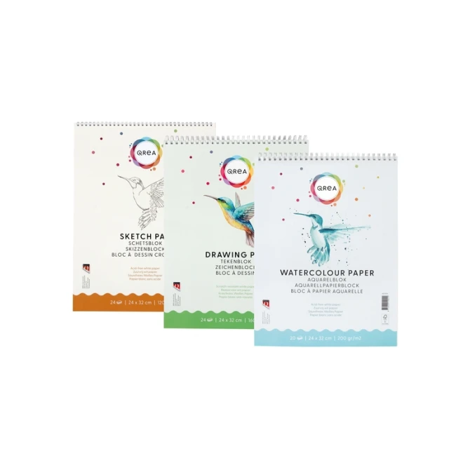 Aquarelblok Qrea 24x32 20 vel 200gr spiraal