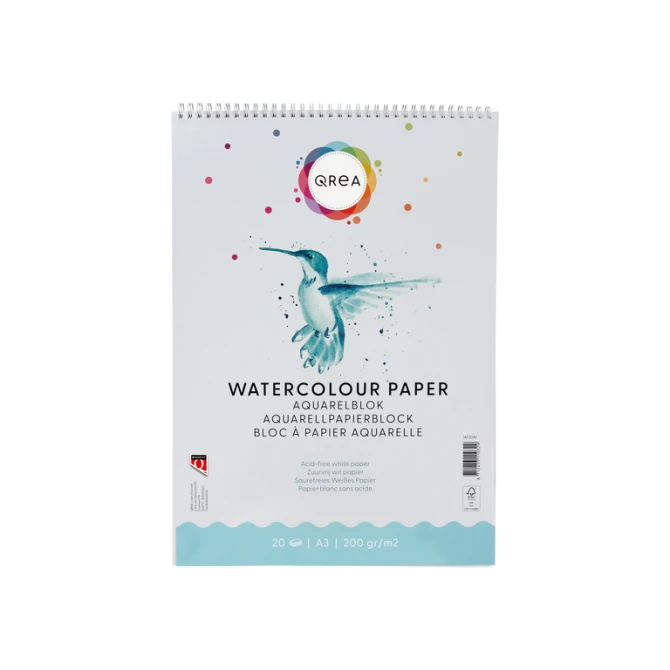 Aquarelblok Qrea A3 20 vel 200gr spiraal