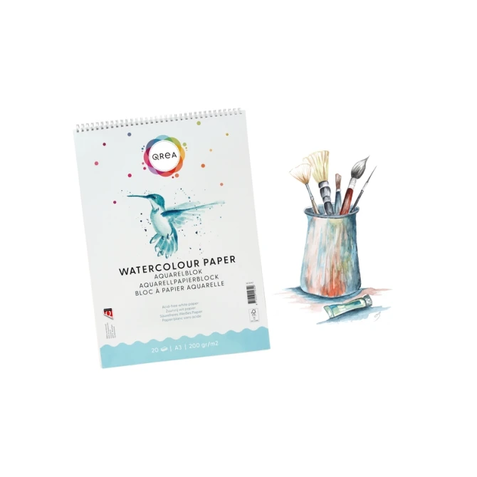 Aquarelblok Qrea A3 20 vel 200gr spiraal