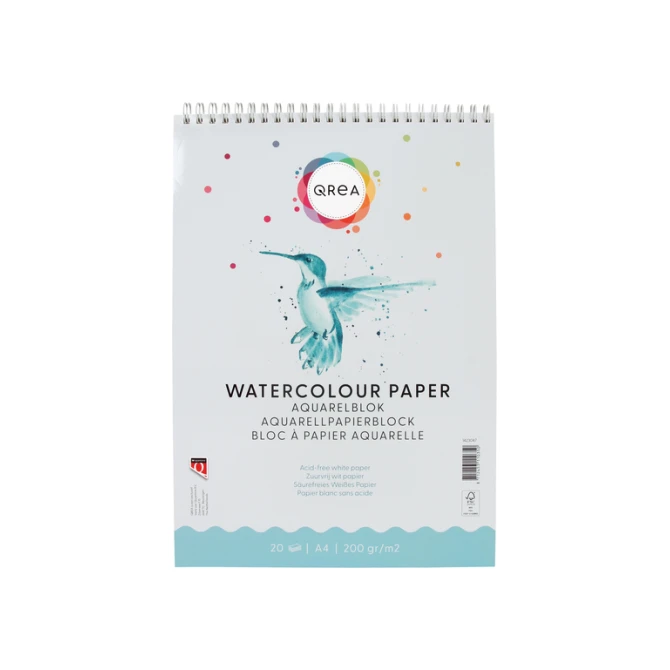 Aquarelblok Qrea A4 20 vel 200gr spiraal