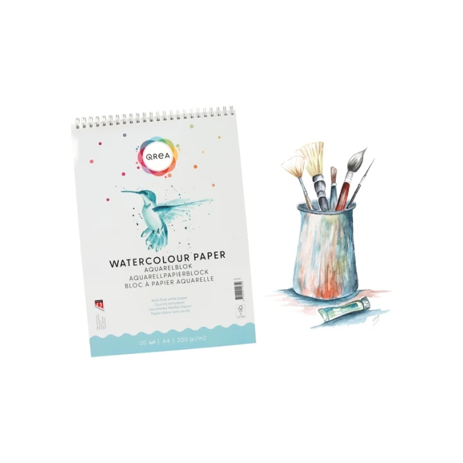 Aquarelblok Qrea A4 20 vel 200gr spiraal