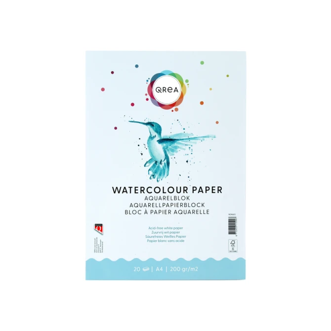 Aquarelblok Qrea A4 20vel 200gr gelijmd