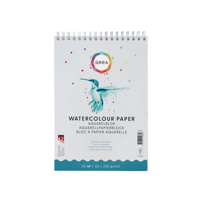 Aquarelblok Qrea A5 20 vel 200gr spiraal