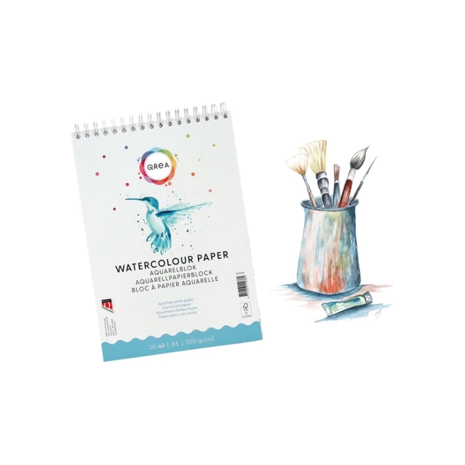 Aquarelblok Qrea A5 20 vel 200gr spiraal