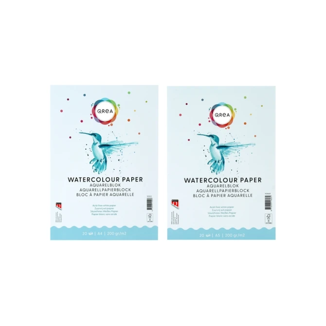 Aquarelblok Qrea A5 20vel 200gr gelijmd