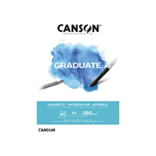 Aquarelpapier Canson Graduate Watercolour 20vel 250gr A4 natuurlijk wit