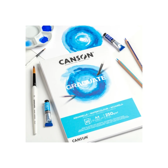 Aquarelpapier Canson Graduate Watercolour 20vel 250gr A5 natuurlijk wit