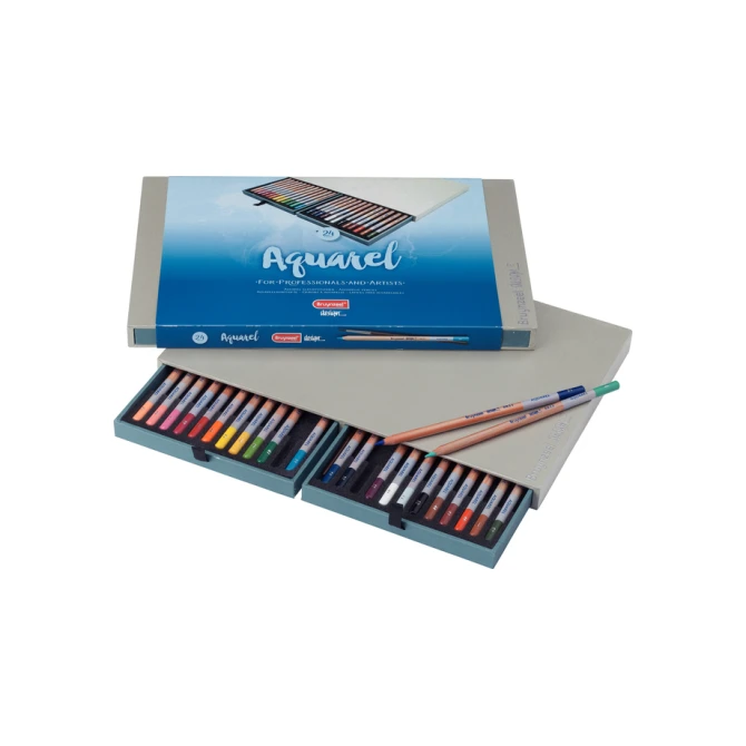 Aquarelpotlood Bruynzeel Design met luxe bewaardoos set à 24 kleuren
