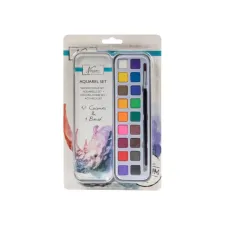 Aquarelverf Nassau Art blik à 18 napjes en penseel Aquarelverf Nassau Art blik à 18 napjes en penseel