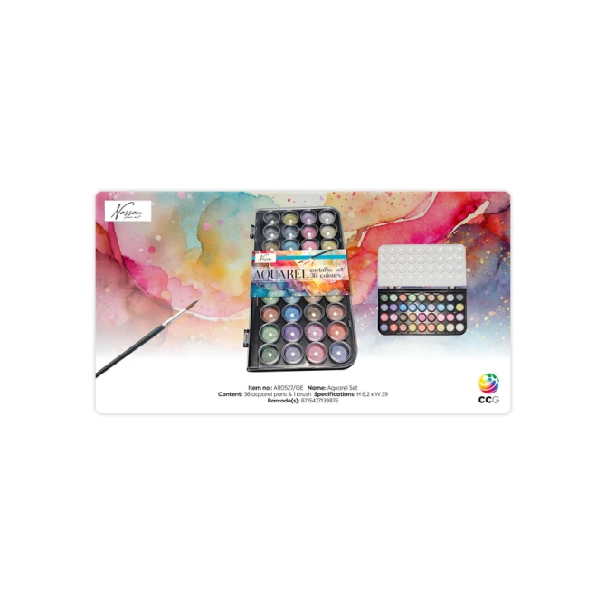Aquarelverf Nassau fine art doos à 36 metalic napjes