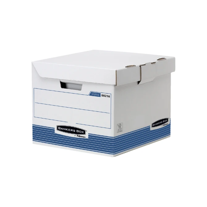 Archiefdoos Bankers Box System flip top kubus wit blauw