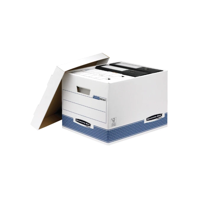 Archiefdoos Bankers Box System standaard wit blauw