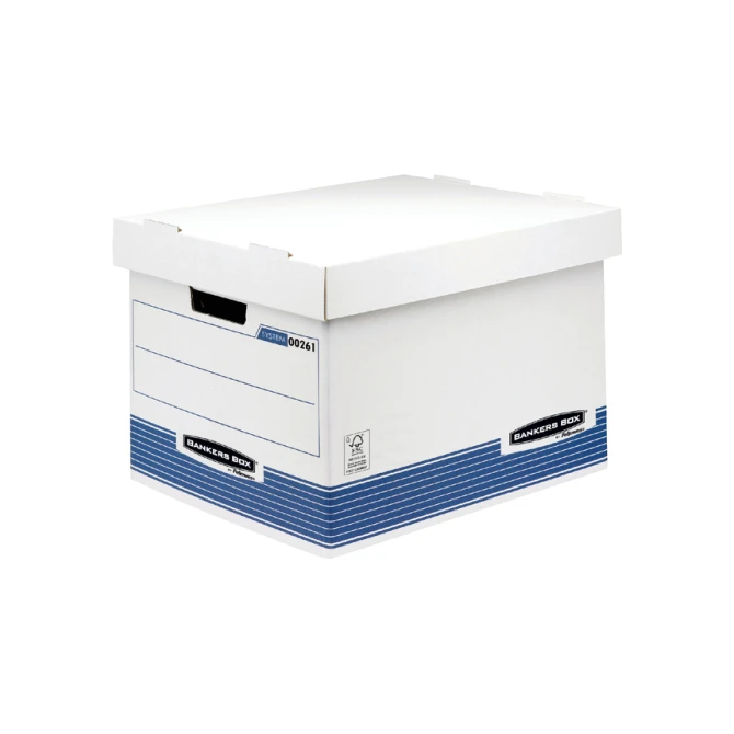 Archiefdoos Bankers Box System standaard wit blauw