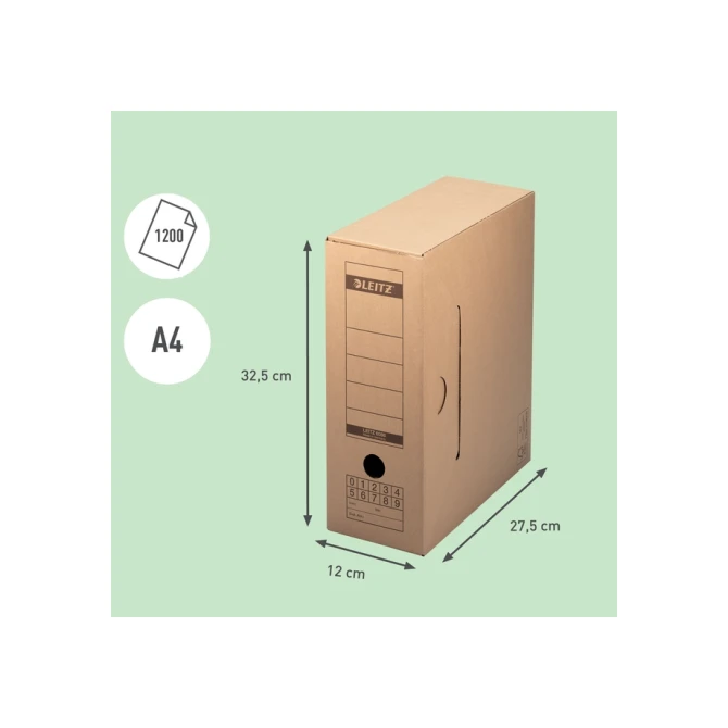 Archiefdoos met deksel Leitz Premium 120x275x325mm natuurbruin