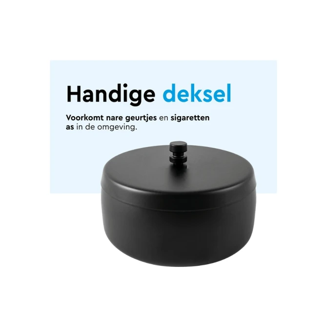 Asbak BRASQ tafelmodel 1 liter met deksel AT700 zwart