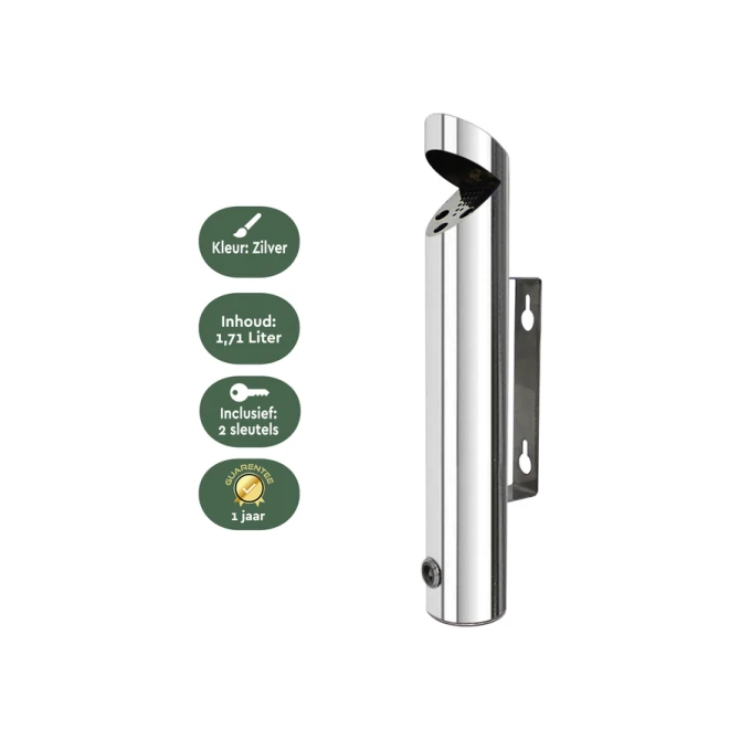 Asbak BRASQ wand AT200 RVS
