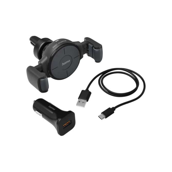 Autolader Hama draadloos QI-Charge 10W antraciet