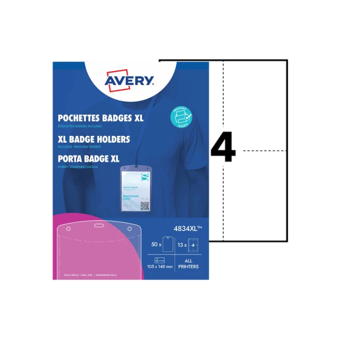 Badge Avery 4834 A6 hoes + insteekkaarten 10 stuks