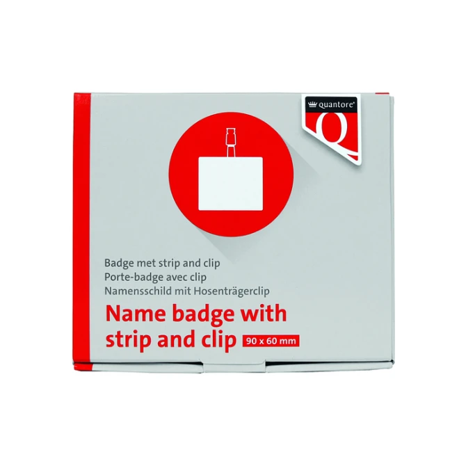 Badge Quantore met clip 60x90mm