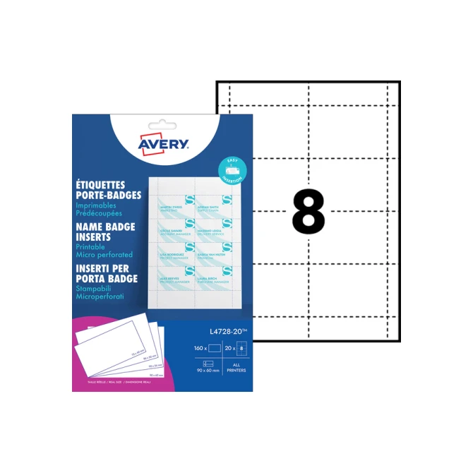 Badgekaart Avery L4728-20 60x90mm microperforatie 20 vel