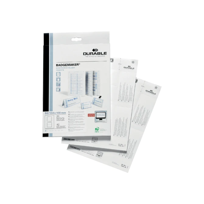 Badgekaart Durable 1420 bedrukbaar A6 80 stuks