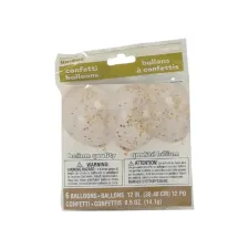Ballon transparant met goud confetti 6 stuks 30cm