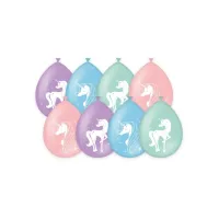 Ballonen Unicorn 30 cm 8 stuks pastel