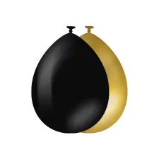Ballonnen goud en zwart 10 stuks