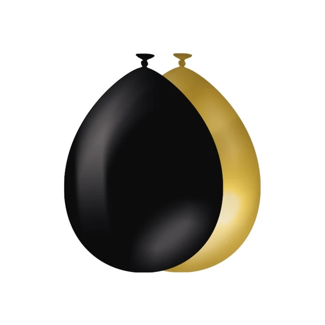 Ballonnen goud en zwart 10 stuks