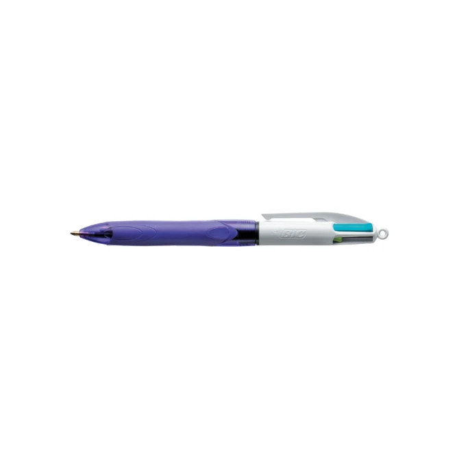 Balpen Bic 4kleuren grip fashion medium paars