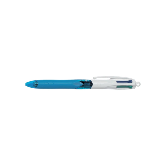 Balpen Bic 4kleuren grip medium lichtblauw