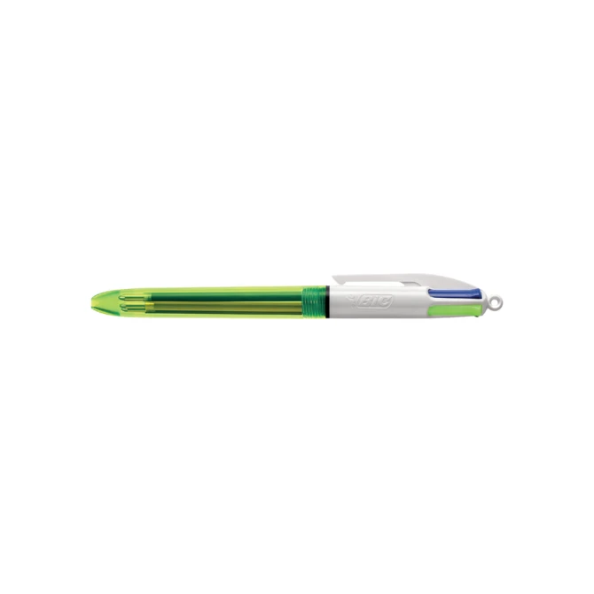 Balpen Bic 4kleuren medium fluor geel