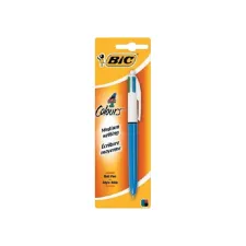 Balpen Bic 4kleuren medium lichtblauw blister à 1 stuk