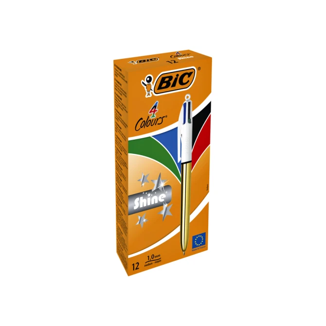 Balpen Bic 4kleuren shine medium goud