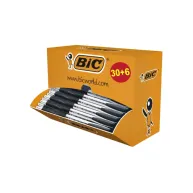 Balpen Bic Atlantis classic grip clic M zwart valuepack 30+6 gratis