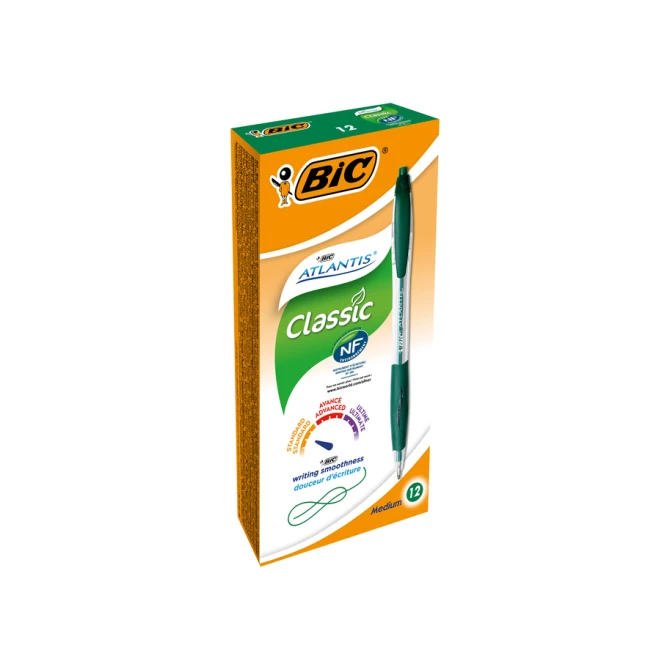 Balpen Bic Atlantis classic grip clic medium groen
