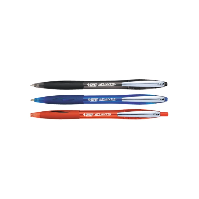 Balpen Bic Atlantis soft metalen clip clic medium zwart